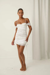 Marilyn Slip Ivory by Kat The Label, satin slip dress with lace underwire, perfect for bridal or evening styling