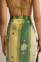 Square Pareo Sundrop by Soleil Soleil, lightweight cotton pareo with a semi-sheer finish for beach days and resort escapes.