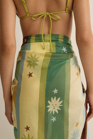 Square Pareo Sundrop by Soleil Soleil, lightweight cotton pareo with a semi-sheer finish for beach days and resort escapes.