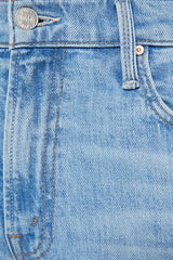 The Bookie Flood Puzzled by MOTHER, trendy high-rise bootcut jeans with a looser leg and whiskering at the knees. Perfect for a relaxed yet stylish look, made from semi-rigid denim that softens over time.