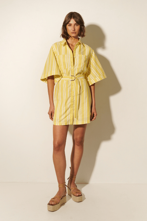 Kivari | Lola Shirt Dress Yellow Stripe | Girls With Gems