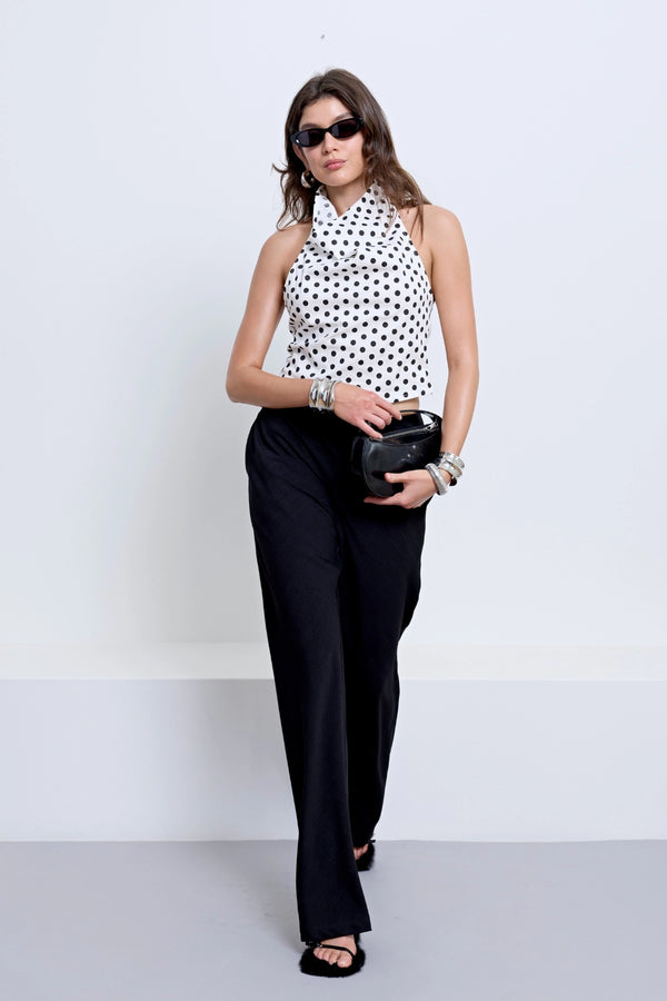 Hallie Backless Top Polka Dot