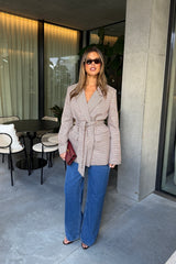 Ella Squire Cinched Blazer Houndstooth