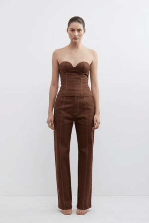 Aldo Bodice Fudge by Pasduchas, sleek strapless cupped bodice with contrast stitching and invisible zipper, perfect for trendy events and elegant nights out.