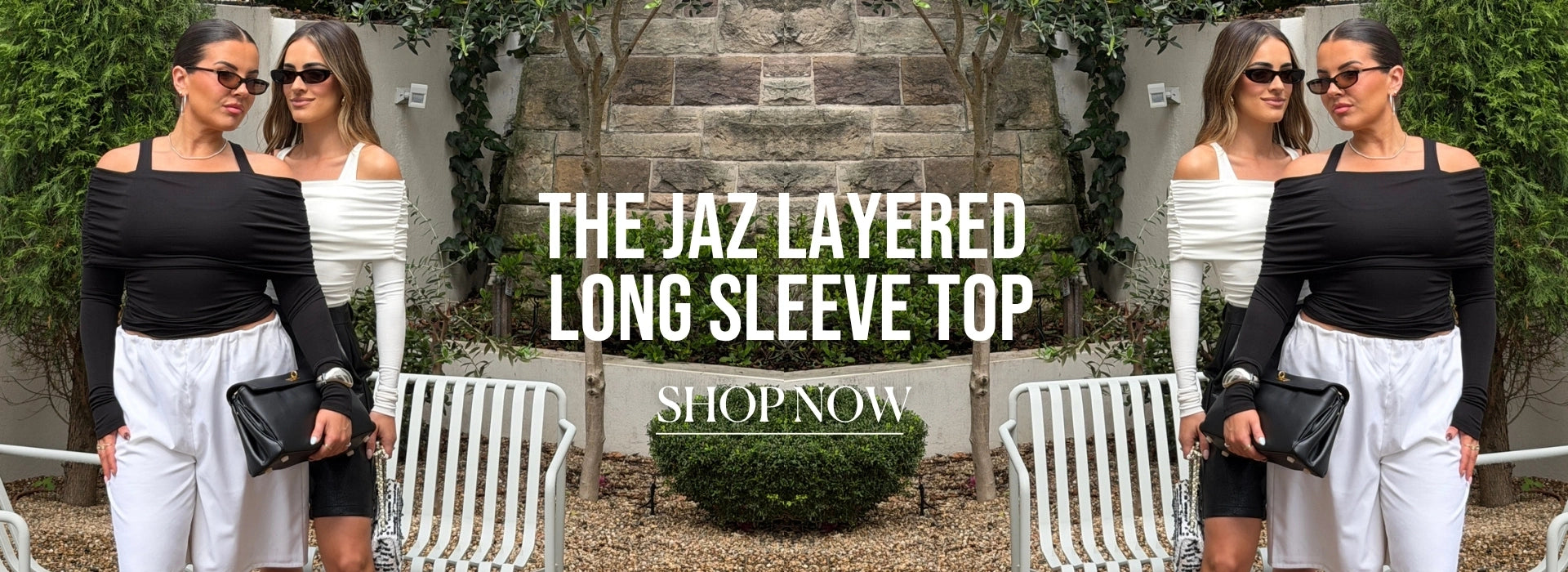 The Jaz Layered Long Sleeve Top in White and Black - Your Wardrobe must have! From Sneaky Link at Girls with Gems.