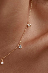 18k Gold Plated Breathe in Stillness Choker by By Charlotte - pearl and gemstone choker designed for delicate elevated styling.