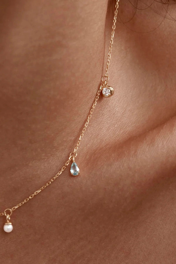 18k Gold Plated Breathe in Stillness Choker by By Charlotte - pearl and gemstone choker designed for delicate elevated styling.