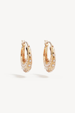 18k Gold Plated My Moon and Stars Hoops by By Charlotte - gold hoops with moon and star details, designed for a delicate celestial look.