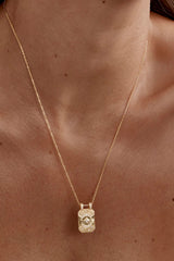 18k Gold Plated My Moon and Stars Rectangular Necklace by By Charlotte - gold pendant necklace with celestial design, designed for a delicate meaningful look.