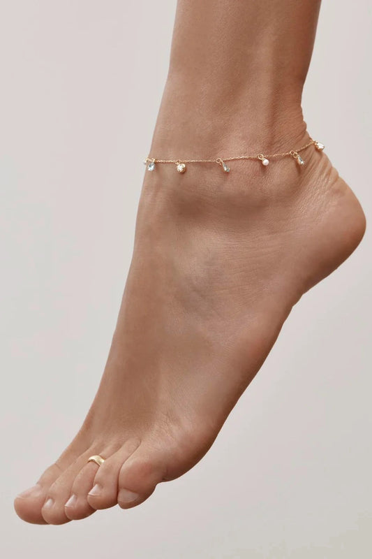 18k Gold Vermeil Breathe in Stillness Anklet by By Charlotte - pearl and gemstone anklet designed for delicate elevated styling.