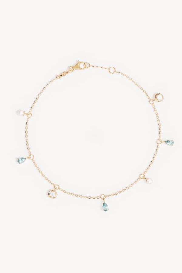 18k Gold Vermeil Breathe in Stillness Anklet by By Charlotte - pearl and gemstone anklet designed for delicate elevated styling.