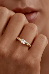 18k Gold Vermeil Celestial Skies Ring by By Charlotte - gold ring with moon and star details, designed for a delicate celestial look.