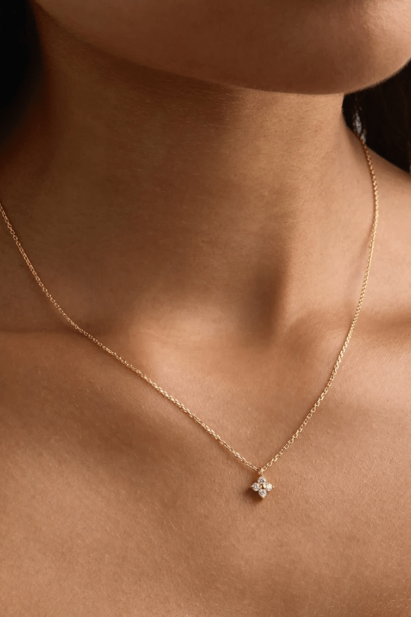 18k Gold Vermeil Crystal Bloom Necklace in Gold by By Charlotte, gold necklace with CZ pendant. Perfect for everyday wear or meaningful gifting.