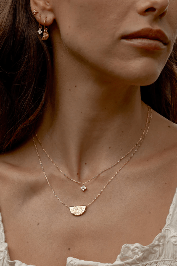 18k Gold Vermeil Crystal Bloom Necklace in Gold by By Charlotte, gold necklace with CZ pendant. Perfect for everyday wear or meaningful gifting.