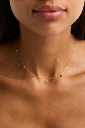 18k Gold Vermeil Grace Choker by By Charlotte, gold chain with teardrop pendants. Perfect for layering or everyday styling.