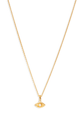 18k Gold Vermeil I Am Protected Necklace by By Charlotte, gold necklace with evil eye pendant. Perfect for everyday wear or meaningful styling.