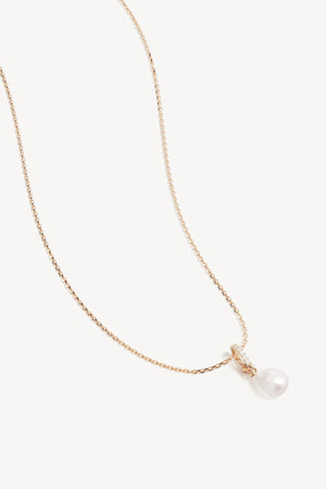 18k Gold Vermeil Love With Grace Lab-Grown Diamond Pearl Necklace By Charlotte - gold necklace with pearl and diamonds, designed for a delicate timeless look.