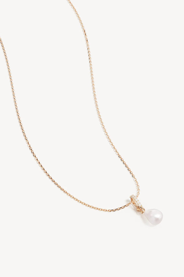 18k Gold Vermeil Love With Grace Lab-Grown Diamond Pearl Necklace By Charlotte - gold necklace with pearl and diamonds, designed for a delicate timeless look.