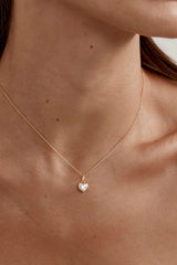 18k Gold Vermeil Love You More Necklace by By Charlotte - gold necklace with heart stone, designed for a delicate romantic look.