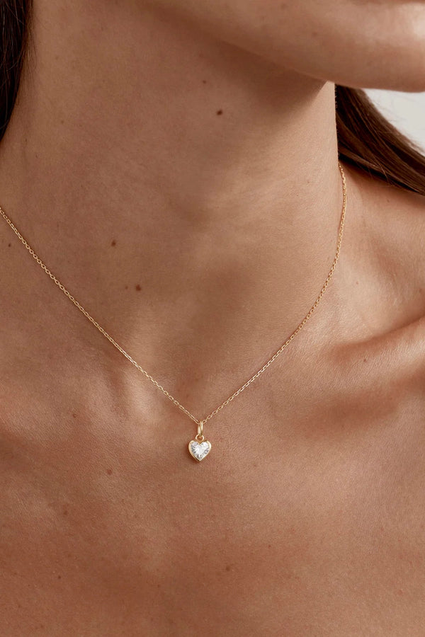 18k Gold Vermeil Love You More Necklace by By Charlotte - gold necklace with heart stone, designed for a delicate romantic look.