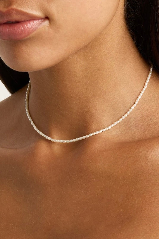 18k Gold Vermeil Moonlight Choker by By Charlotte, gold choker with freshwater pearls. Perfect for layering or elegant everyday styling.