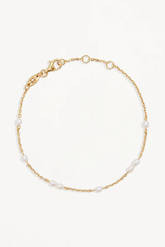18k Gold Vermeil Serene Dreams Pearl Bracelet by By Charlotte, gold chain with baroque pearls. Perfect for layering or everyday styling.