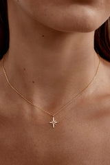 18k Gold Vermeil Starry Night Necklace by By Charlotte - gold necklace with star pendant and pink stone, designed for a delicate celestial look.