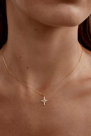 18k Gold Vermeil Starry Night Necklace by By Charlotte - gold necklace with star pendant and pink stone, designed for a delicate celestial look.