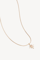 18k Gold Vermeil Starry Night Necklace by By Charlotte - gold necklace with star pendant and pink stone, designed for a delicate celestial look.