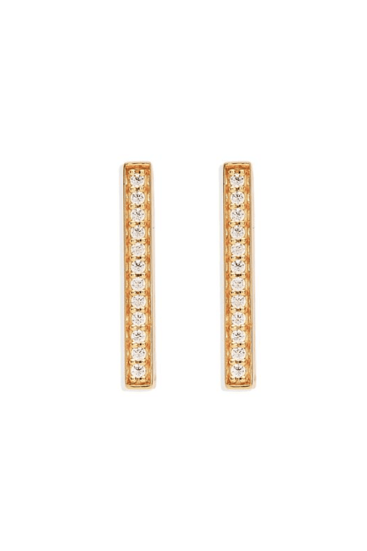 18k Gold Vermeil With Love Hoops in Gold by By Charlotte, rectangular hoops with pavé crystals for subtle shine. Perfect for everyday wear or events.