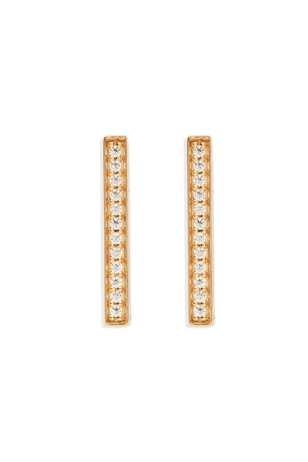 18k Gold Vermeil With Love Hoops in Gold by By Charlotte, rectangular hoops with pavé crystals for subtle shine. Perfect for everyday wear or events.