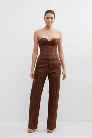 Aldo Bodice Fudge by Pasduchas, sleek strapless cupped bodice with contrast stitching and invisible zipper, perfect for trendy events and elegant nights out.