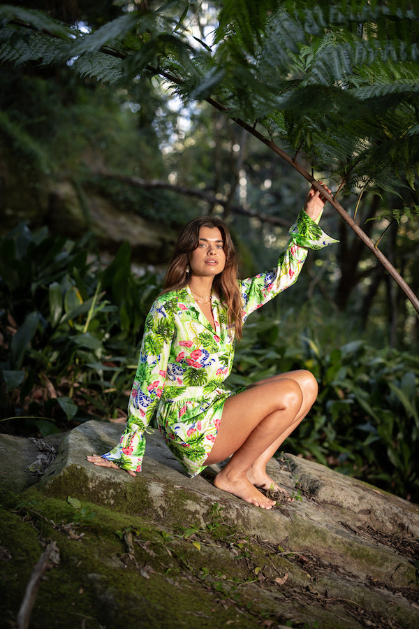 Sneaky Link | Open Neck Blouse Jungle | Girls With Gems