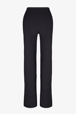 Neoprene Wide Leg Pant Black by Commando, luxury Italian neoprene with smoothing waistband, light compression, and flared silhouette for casual or polished looks.