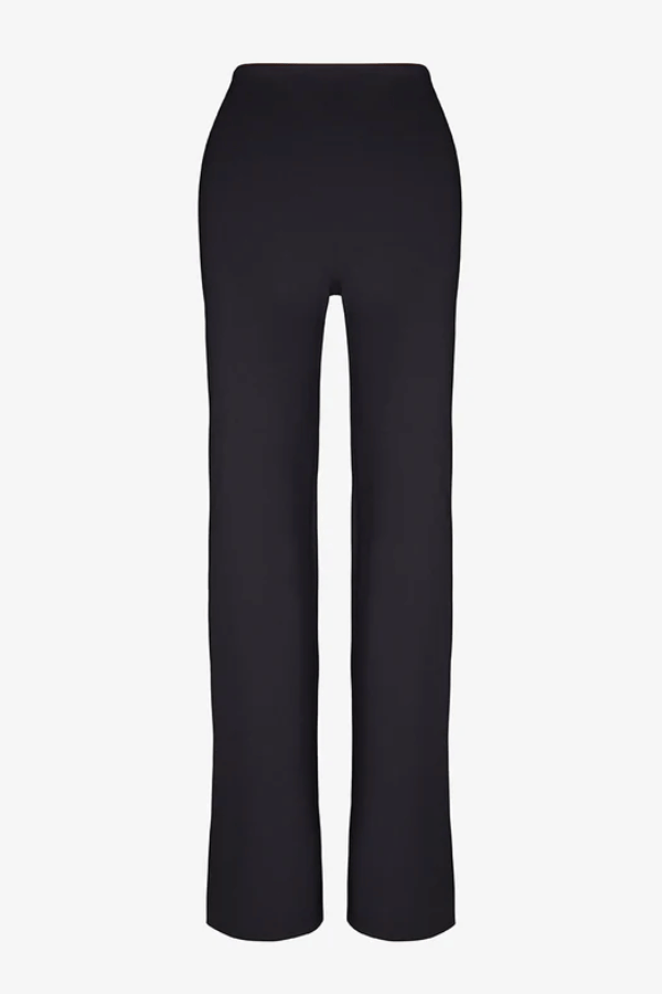 Neoprene Wide Leg Pant Black by Commando, luxury Italian neoprene with smoothing waistband, light compression, and flared silhouette for casual or polished looks.