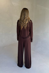Hunter Long Sleeve Polo Top Chocolate by Sneaky Link, ultra soft stretch polo with a second-skin fit and button neckline.