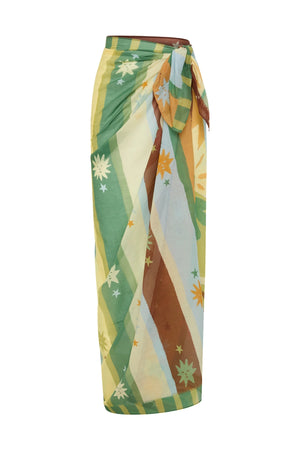 Square Pareo Sundrop by Soleil Soleil, lightweight cotton pareo with a semi-sheer finish for beach days and resort escapes.