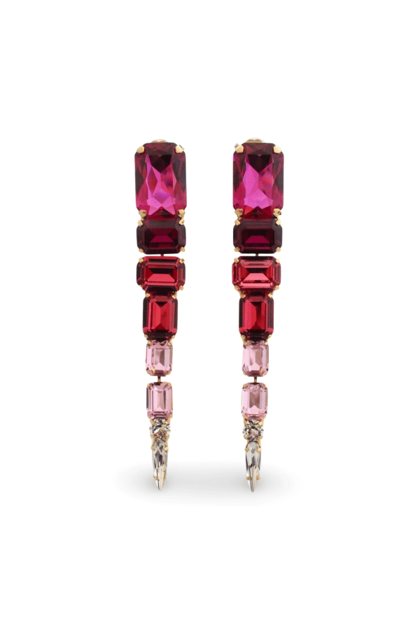 House of Emmanuele | Anastasia Gold Fuchsia Ombre Crystal Drop Earring | Girls With Gems