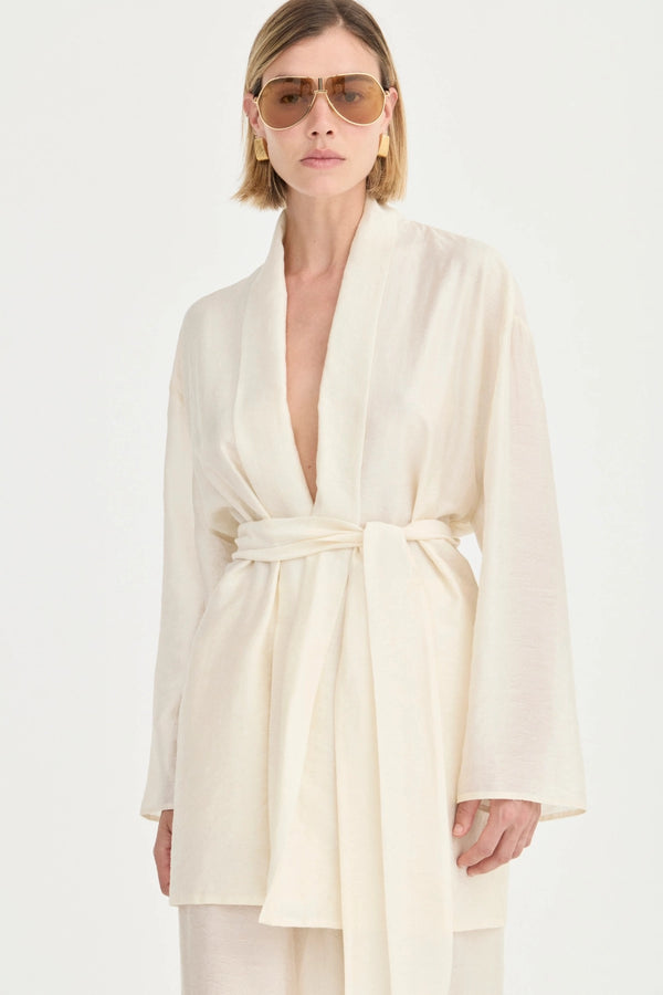 Alma Robe Ivory Leaf