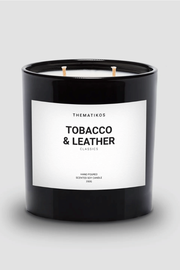 Thematikos | Tobacco & Leather Scented Candle | Girls | With Gems