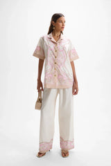 Bellini Bowling Shirt Nouveau by Cin Cin, printed cotton resort shirt, perfect for relaxed summer or travel wear
