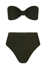 Ruby Bikini by Hunza G, crinkle bikini with bandeau top and high waist fit. Perfect for beach days or retro swim styling.