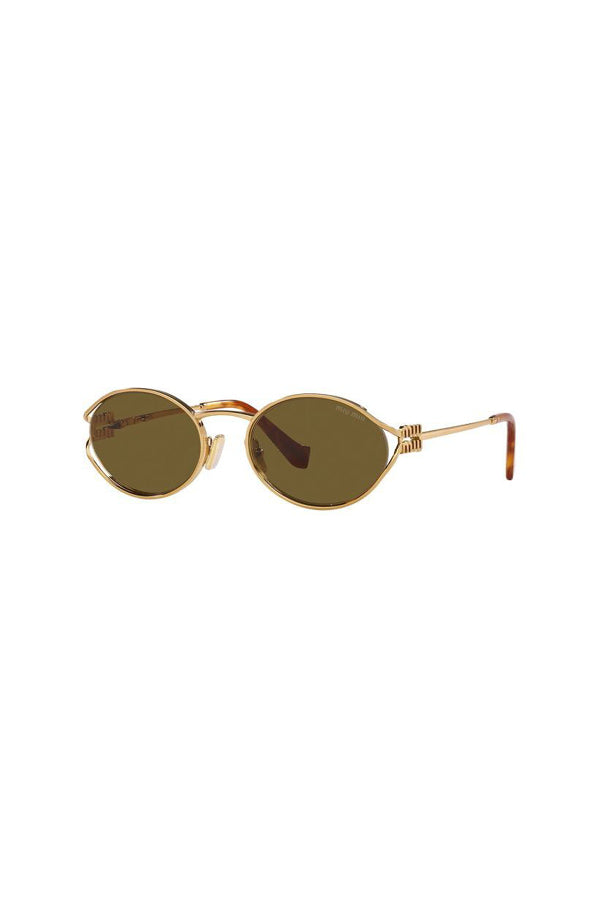 MU 52YS Brass Gold W/ Dark Brown — Sunglasses | Girls with Gems