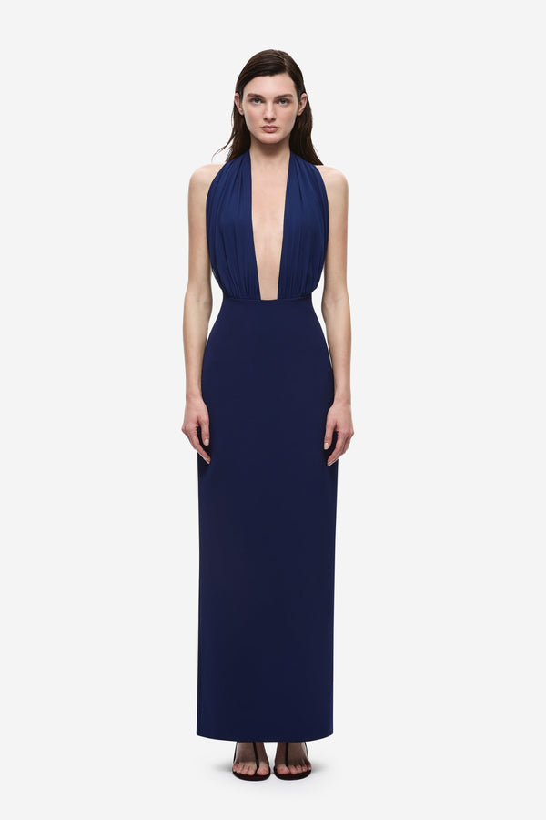 The Capezza Silk Dress Deep Blue