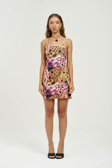 Aline Mini Orchid by Summi Summi – cotton rib mini dress with vibrant seasonal print for elevated summer occasions.