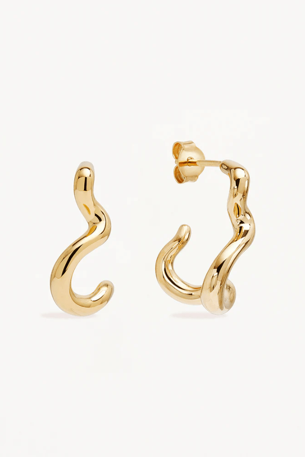 By Charlotte | 18k Gold Vermeil Gold Flow Of Life Hoops| Girls with Gems