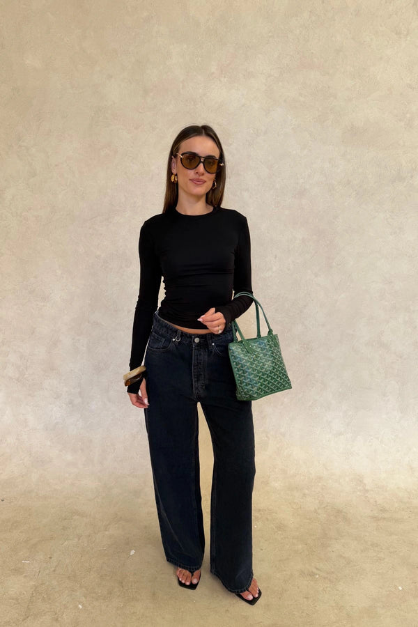 Yoko Baggy Send Off Mid Vintage Indigo by Neuw Denim, trendy oversized baggy jeans with a low-rise waist and ultra-relaxed fit. Perfect for a slouchy, lived-in look with styling versatility, crafted from rigid denim that molds to your shape over time.