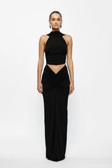 Cassidy Top Black by Effie Kats – A trendy, figure-flattering stretch jersey top with subtle ruching, perfect for day-to-night looks and versatile styling.