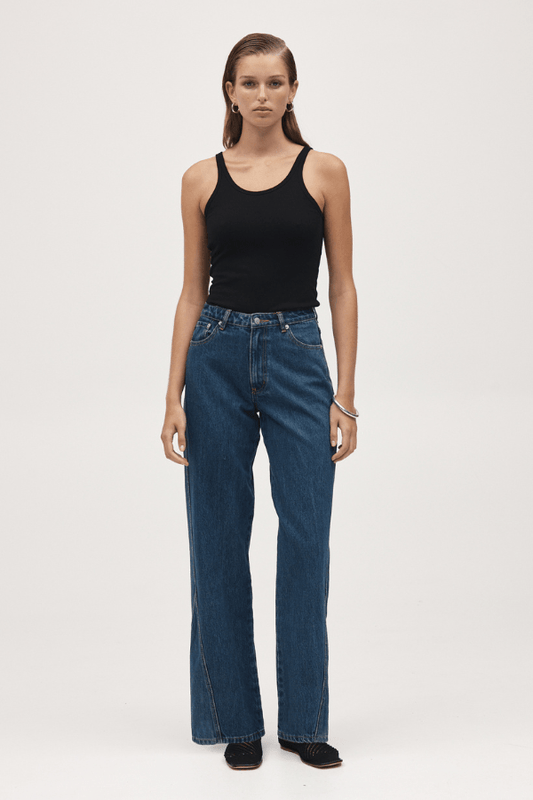 Curve Seam Jean Heritage Blue by Marle, trendy jeans made from 100% organic cotton with a flattering silhouette and distinctive seam detailing. Perfect for a chic, everyday look.