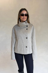 Clementine Funnel Neck Cropped Coat Oat Marle by Sneaky Link, wool cropped coat, perfect for winter layering